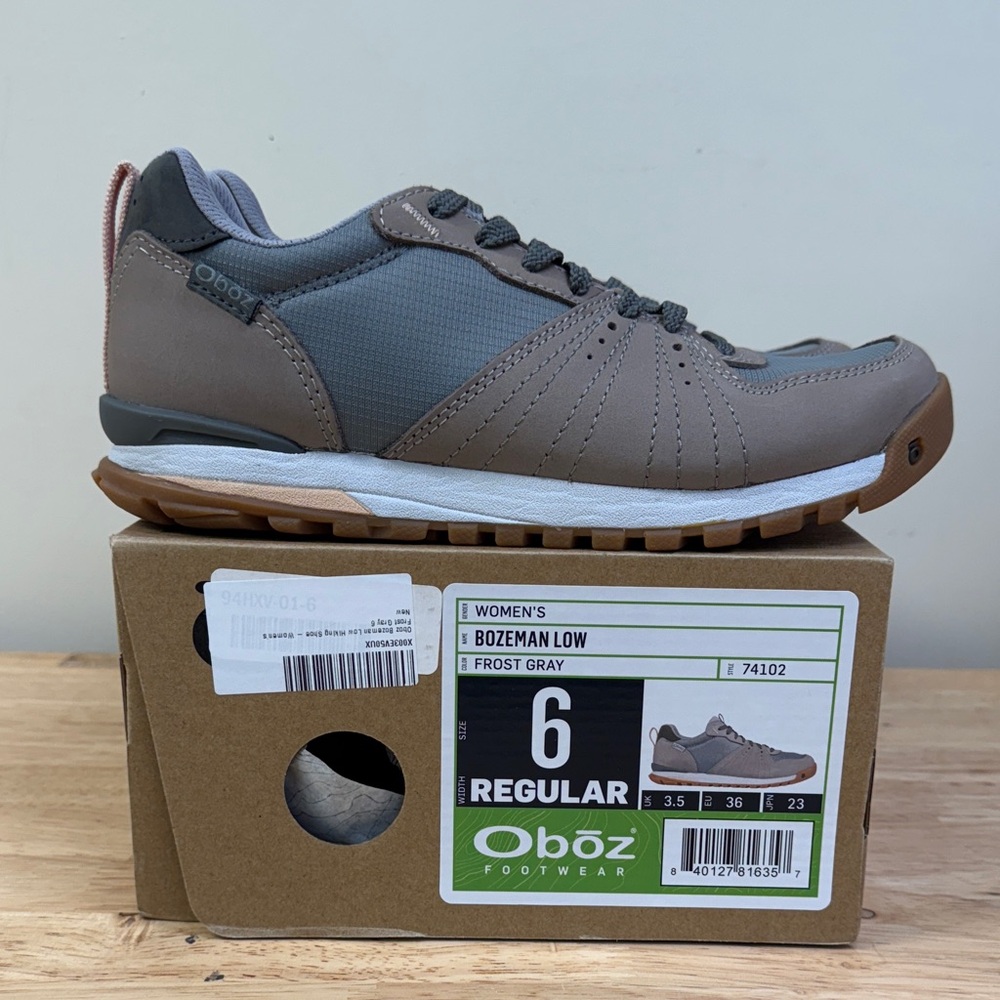 NIB Oboz Bozeman Low Hiking Shoe - Women's Frost Gray 6